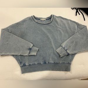 A  Z Supply Cropped Denim Sweatshirt